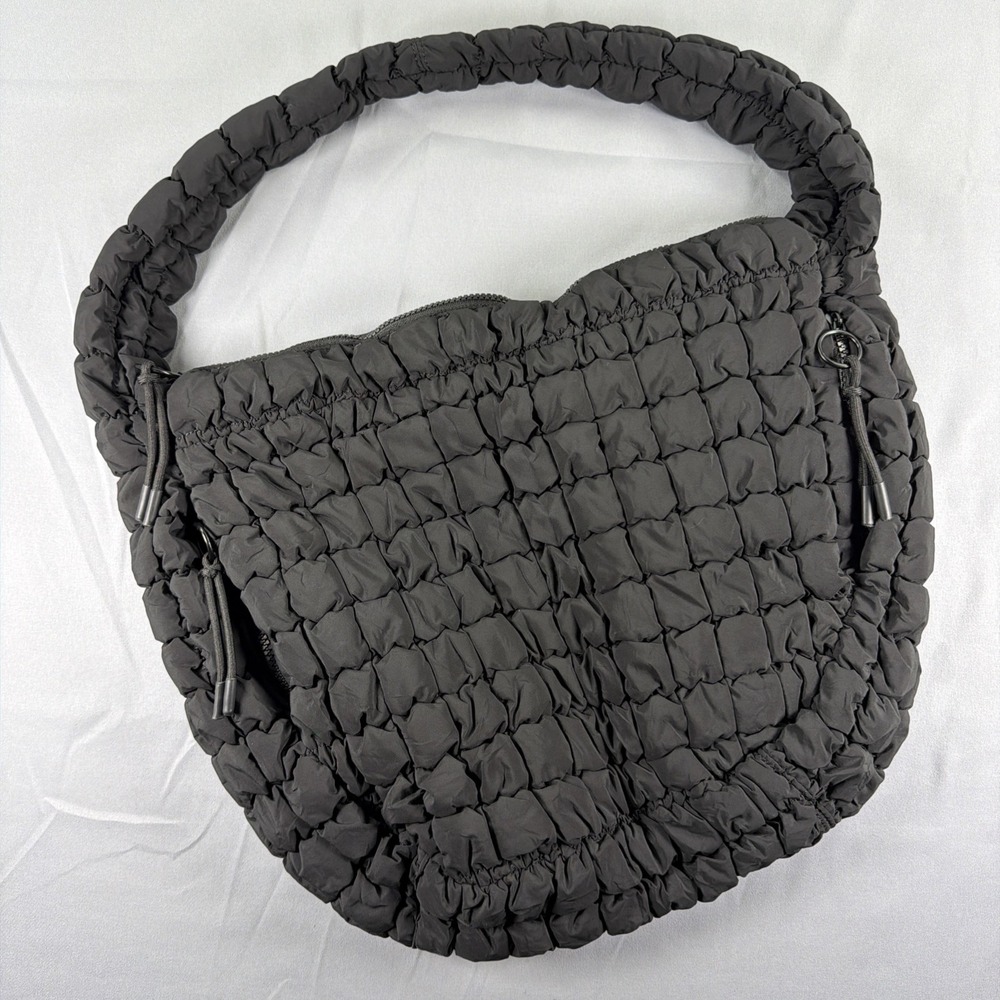 ODODOS Black Quilted Shoulder Bag Lightweight Puffer Nylon Casual Everyday